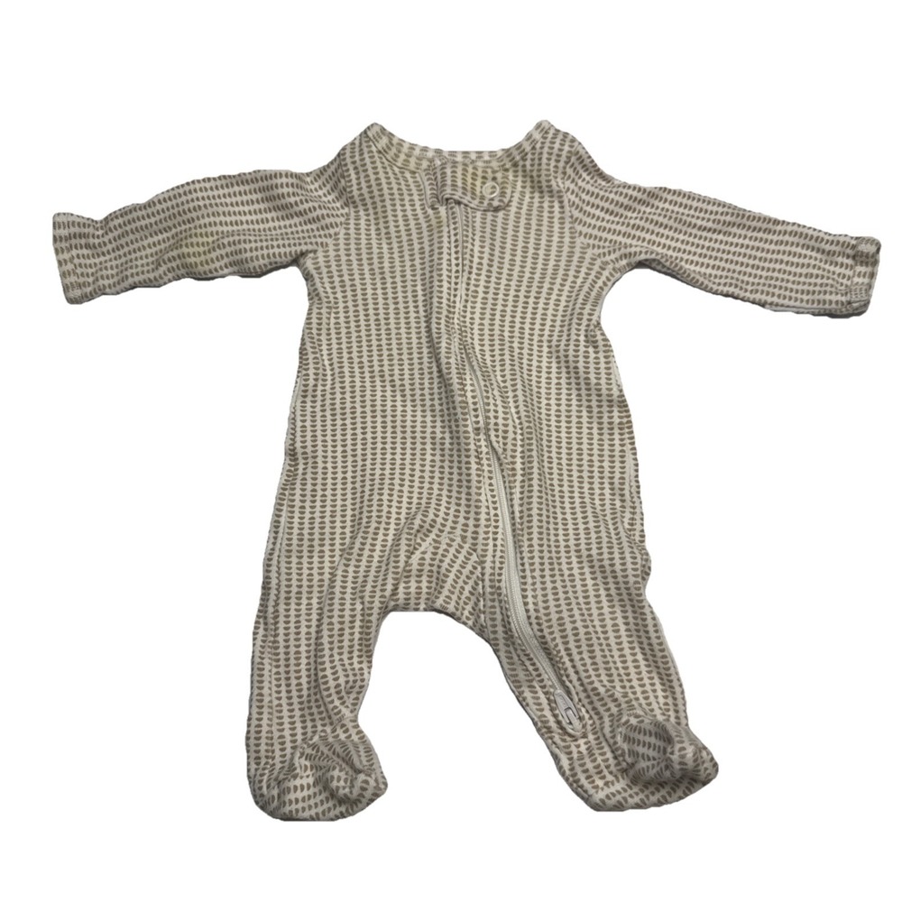 Carters Child of Mine Preemie Footed Sleeper Tan Geometric Print Cotton Zipper